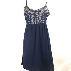 Maurices Navy Blue Sundress with Embroidery Size L